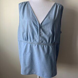 Sonoma Life+Style Weathered Denim Sleeveless Top, XL - Boho Chic!